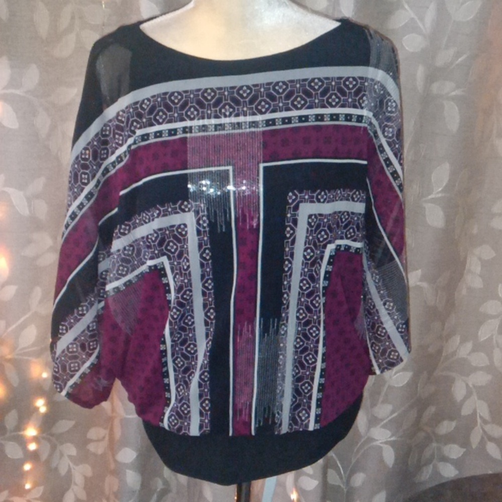 COPY - ~Alfani Large Banded Hem Blouse with Sequins